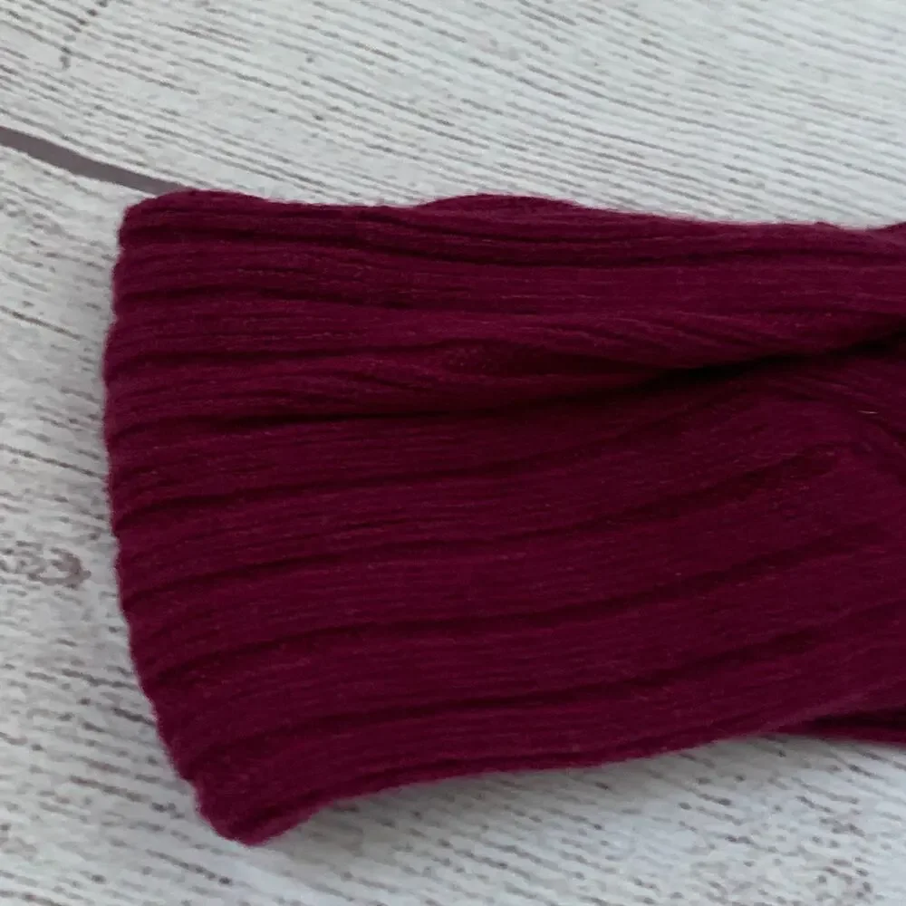 Time and Tru Burgundy Knit Headband Ear Warmer Winter Twisted Bow One Size